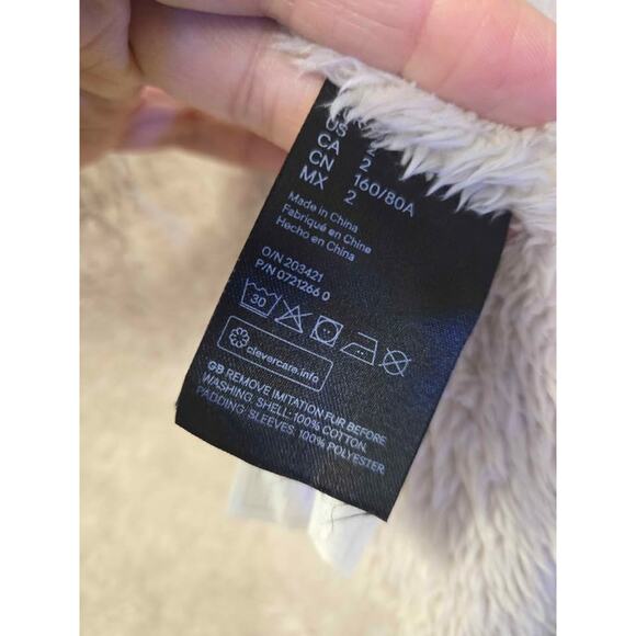 H&M Divided Faux Fur Lined Parka Jacket - Maroon US 2 - Picture 3 of 6